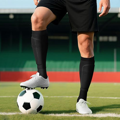 XZQTIVE Soccer Shin Guards with Shin Sleeves and Soccer Socks, Football Shin Pads Set for Kids Youth and Adult - color: black, size: L(Youth/Adult)