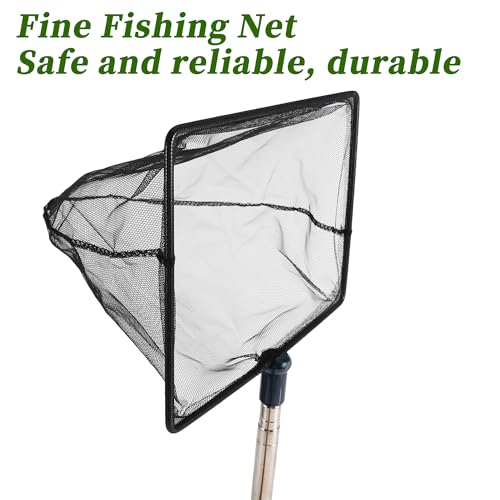 Fish Tank Net, Fine Mesh Aquarium Fish Net, Long Handle Fish Net, Stainless Steel Extendable Handle, Square Aquarium Cleaning Net for Aquarium Accessories - size: 8 inch