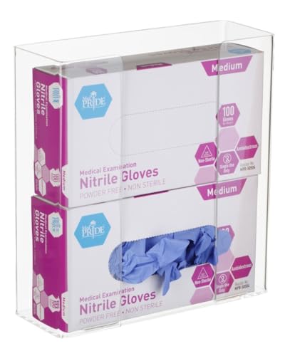 AdirMed VivaEssentials Double Glove Box Holder, Wall Mount or Free Standing Clear Acrylic Glove Holder - color: Clear, style: Double Box Capacity