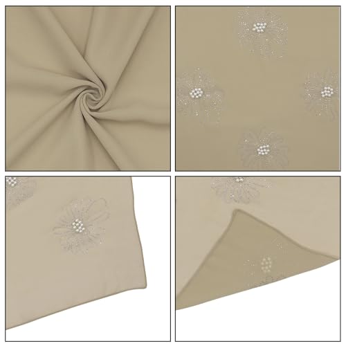 Chiffon Hijab Scarf for Women Muslim Hijab Head Wrap Scarves Soft Rhinestone Chiffon Scarf Fashion Long Scarves Shawl - color: Khaki
