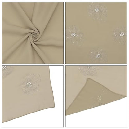 Chiffon Hijab Scarf for Women Muslim Hijab Head Wrap Scarves Soft Rhinestone Chiffon Scarf Fashion Long Scarves Shawl - color: Khaki