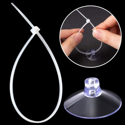 ANCIRS 30pcs 25mm Suction Cups with 50pcs Transparent Zip Ties, Clear | Rubber, Reusable, Easy to Use and Remove, for Home & Kitchen, for Hanging Lightweight Decorations & Organizing Cables - size: 25 mm