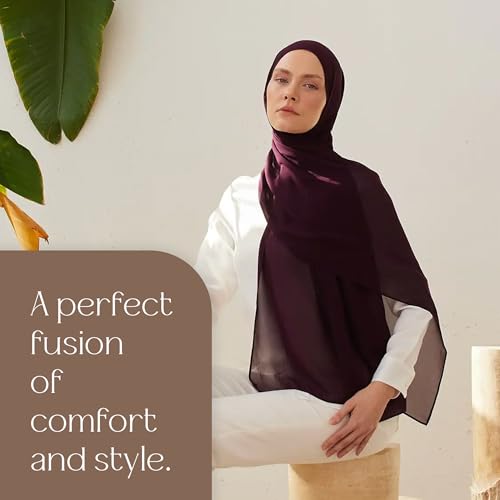 Modest Small Luxury Chiffon Hijab | Premium Lightweight, Flowy and Textured Chiffon Wrap Head Scarf for Women - color: Winter Bloom