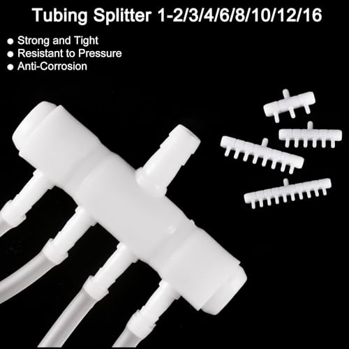 2Pcs 8mm to 5.5mm 6 Ways Air Line Tubing Splitter Connector Fish Tank Oxygen Pipe Air Tubing Adapter for Aquarium, Blue