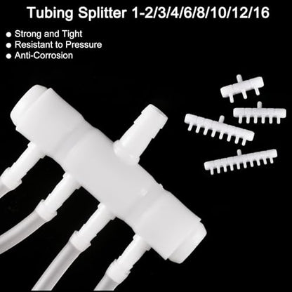 2Pcs 8mm to 5.5mm 6 Ways Air Line Tubing Splitter Connector Fish Tank Oxygen Pipe Air Tubing Adapter for Aquarium, Blue