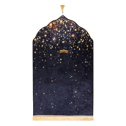 Prayer Mat Muslim Prayer Rug Portable Festival Mat Lightweight Praying Carpet with Tassel for Women Men - color: Black