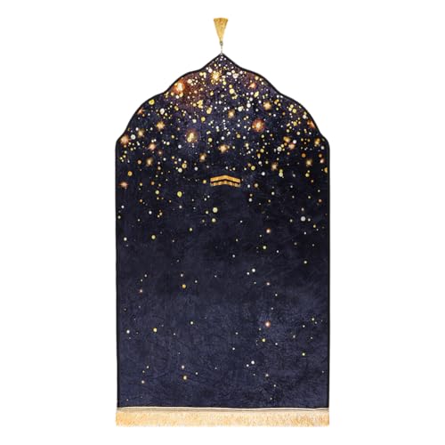 Prayer Mat Muslim Prayer Rug Portable Festival Mat Lightweight Praying Carpet with Tassel for Women Men - color: Black
