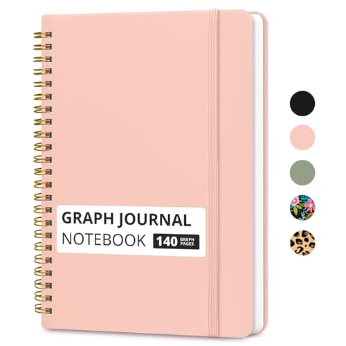 Taja Graph Spiral Journal Notebook for Women & Men, 140 Pages, Graph Paper Hardcover Notebook for Planning & Tracking, Journals for Graphing, A5(5.7" x 7.9") – Pink - color: B.Pink, style: c-Graph