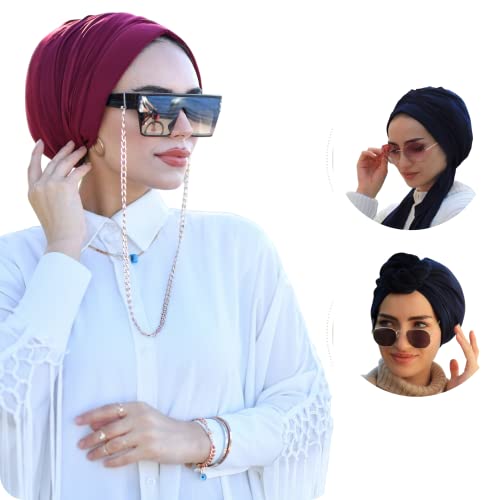 para life Dubai Turbans for Women, Breathable Instant Turban|Std Size Stretchable Cotton|Hijab Cap&Undercap - color: Burgundy