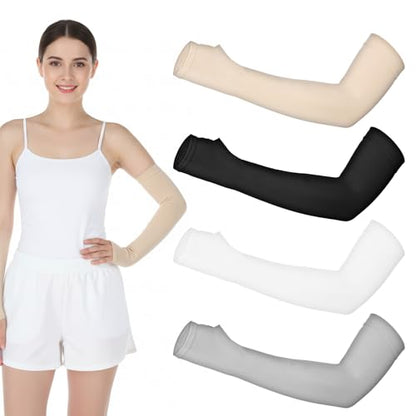 4 Pairs Protective Arm Sleeve for Thin Skin Elderly Skin Tear and Bruise, Protection Sleeves for Men and Women