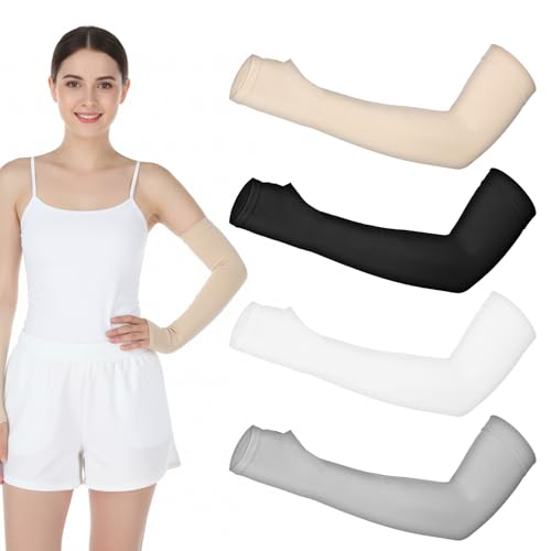 4 Pairs Protective Arm Sleeve for Thin Skin Elderly Skin Tear and Bruise, Protection Sleeves for Men and Women