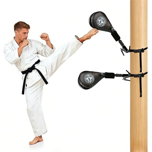 Taekwondo Kick Pad Target, Kicking Pads with Mounting Bracket for Martial Arts Training Tae Kwon Do Karate Kickboxing, Hands-Free - size: 2 Kicking Targets