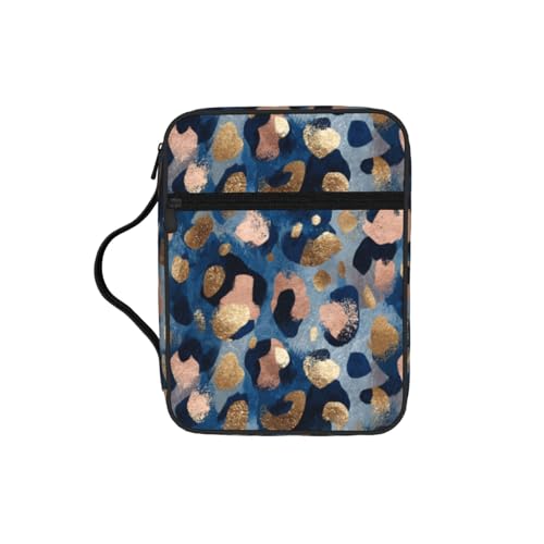 Luxury Navy Blue Gold Leopard Print Animal Bible Cover Case for Women Men - color: Navy Blue Gold Leopard Print