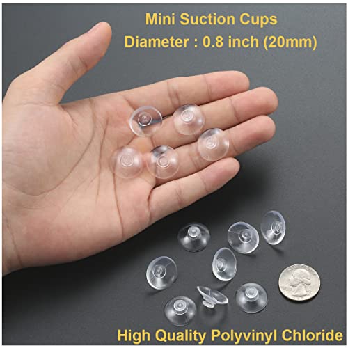 12 Pieces 0.8 inch Mini Clear Suction Cups for Glass, Without Hooks Without Holes, Plastic Sucker Pads for Festival Decoration Home Organization Window Car - size: 0.8"+no-hooks"