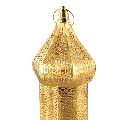Moroccan Style Hollow Iron Lantern For Ramadan Festival Decoration With Ornamental Light Feature For Home Use (S)