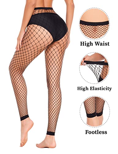 Avidlove Fishnet Stockings for Women Footless High Waist Fishnets Tight | Thigh High Stockings, Open Toe, High Stretch, Comfortable, Gothic Costume, Rave Outfits, for Cosplay, Halloween - color: Black-b2