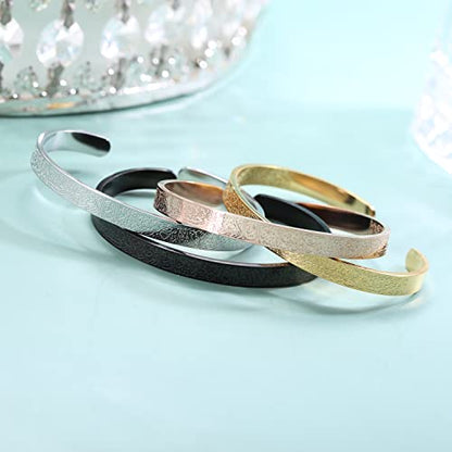 Qitian Islamic Jewelry Gifts for Women Allah Gold Bangles Bracelets Ayatul Kursi Arabic Cuff Bracelet for Women Men Islam Eid Ramadan New Year Gifts - color: D-Black-Thick - women