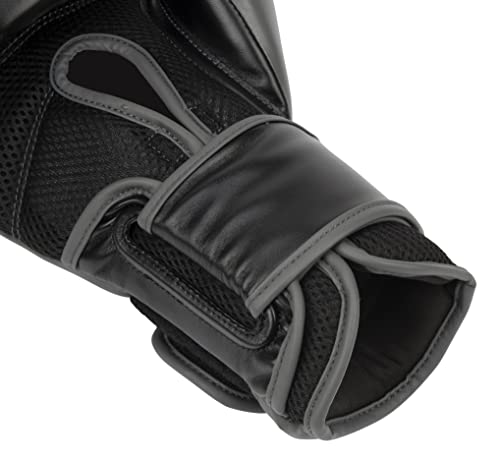 Everlast Powerlock 2 Hook & Loop Boxing Gloves | Fight Training Gloves | Hook and Loop with Durable Hand & Wrist Support | Heavy Bag & Fitness Training - color: Black / Gray, size: 16 oz