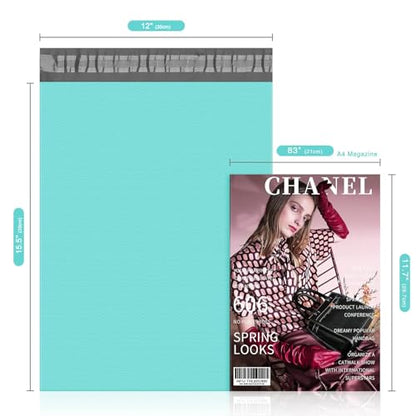 Fuxury 12x15.5 Poly Mailers 100Pcs Shipping Bags for Clothing Embossed Dots Design Shipping Envelopes Waterproof Mailing Envelopes Self Seal Mailers Poly Bags Durable Package Bags Teal - size: 12x15.5" 100pcs