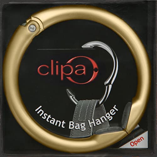 Clipa Bag Hangers The Ring that Opens into a Hook, Closes Automatically | Holds 33 lbs, Needs only 1/2" to Hang a Bag, Easy to Use with One Hand, in 9 available styles, 3 yr Warranty - color: Matte Gold