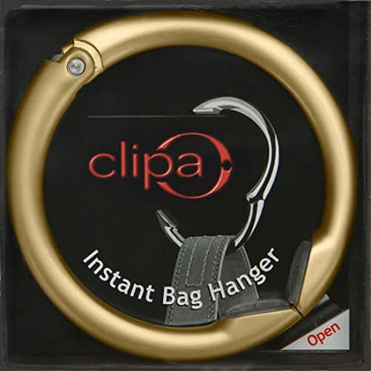 Clipa Bag Hangers The Ring that Opens into a Hook, Closes Automatically | Holds 33 lbs, Needs only 1/2" to Hang a Bag, Easy to Use with One Hand, in 9 available styles, 3 yr Warranty - color: Matte Gold