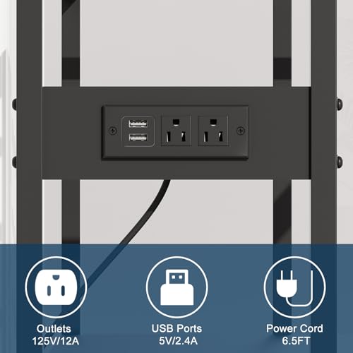 Urban Deco 40 Gallon Fish Tank Stand with Power Outlets, 660LBS Capacity Aquarium Stand, Metal Fish Tank Stand Dual-Layer Design Terrarium Stand, Black - color: Black, size: 40 gallon