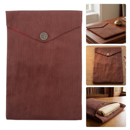 Zerodeko 2pcs Scripture Organizer Pouches in Coffee Corduroy Material, Folding Design Reduces Friction and Scuffing, for Ceremonies and Travel Elegant Traditional Tibetan Patterns