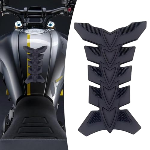 Motorcycle Tank Pad, 3D Anti-Slip Fuel Tank Protector, Anti-Scratch Rubber Fish Bone Sticker, Universal for Most Motorcycles (Black) - color: Black