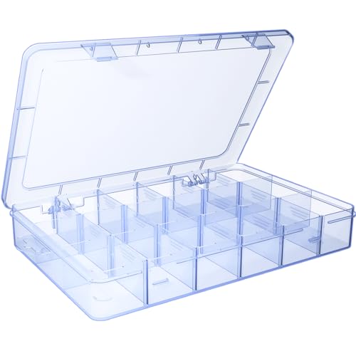 SRNYJAO Plastic Organizer Box, Tackle Box Organizer | with Removable Dividers for Clear Compartment Container Storage for Washi Tapes Beads Crafts Jewelry Fishing Tackles - color: clear, size: Large 18 Grids