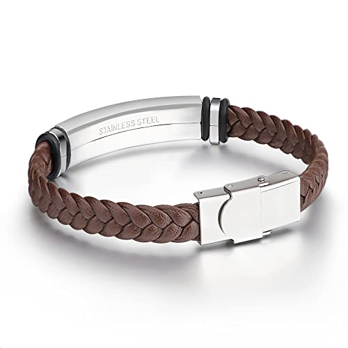 ForeverWill There's No God But Allah Islamic Arabic Calligraphy Leather Bracelet, Islam Name of God's Messenger Faith Wristband for for Men Women Arab Muslims Religious Jewelry Gift, Black