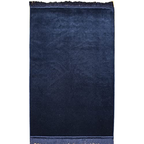 Modefa Muslim Velvet Prayer Rug Solid Simple (Navy Blue) - color: Navy Blue