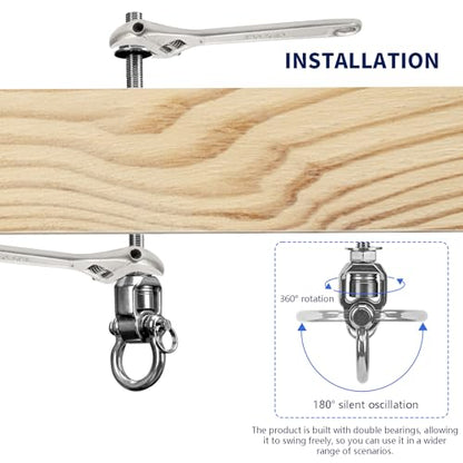 4-Pack Heavy Duty Swing Hangers with Bearings- 304 Stainless Steel Swing Set Brackets, 1500LB Capacity for Porch Swings, Hanging Chairs, Punching Bags, Gym Equipment - style: 4 Pack