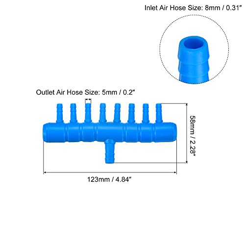 uxcell 2Pcs 8mm to 5.5mm 8 Ways Air Line Tubing Splitter Connector Fish Tank Oxygen Pipe Air Tubing Adapter for Aquarium, Blue - style: 8 Ways