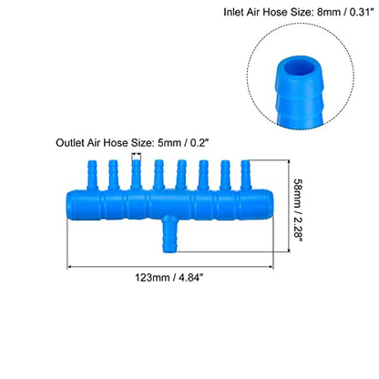 uxcell 2Pcs 8mm to 5.5mm 8 Ways Air Line Tubing Splitter Connector Fish Tank Oxygen Pipe Air Tubing Adapter for Aquarium, Blue - style: 8 Ways