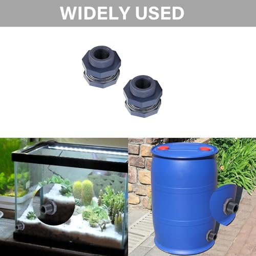 2 Pieces PVC Bulkhead Fitting 1Inch /1.5 inch Plastic Pipe Connector for rain Barrel Aquarium Bulkhead Tank Bulkhead Aquarium Bulkhead (1 inch) - size: 1 Inch
