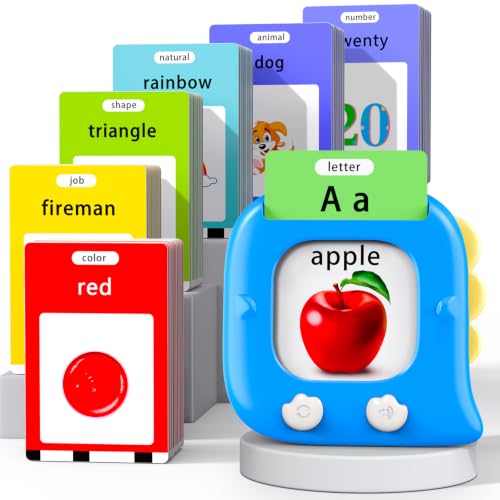 Kidzdo Talking Flash Cards with 254 Words, Birthday Gifts for 3 4 5 6 Year Old, Educational ABCs Learning Toys for Boys, Blue - color: Blue, size: 254 Words(abc, numbers 0-20)