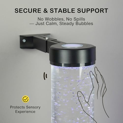 Wall Bracket for Sensory Bubble Fish Tube | 10–19cm Adjustable Dual-Ring Holder for 10cm Bubble Tube Lamps | Anti-Spill Support with Non-Slip Liner & Wide Stable Base