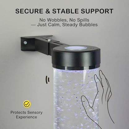Wall Bracket for Sensory Bubble Fish Tube | 10–19cm Adjustable Dual-Ring Holder for 10cm Bubble Tube Lamps | Anti-Spill Support with Non-Slip Liner & Wide Stable Base