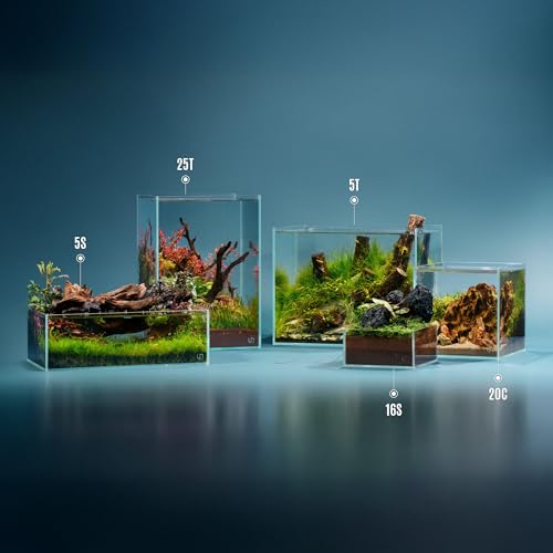 UNS Ultra Clear Rimless Tank - 5.9GAL | 22.5L - 9.84x9.84x14.17 | 25x25x36 CM, 5mm Glass Thickness, Leveling Mat Included - Low Iron, High Clarity Fish Tank w/ 45° Mitered Edge - [25T] - size: [25T] - 5.9 Gal - 9.84 x 9.84 x 14.17 in