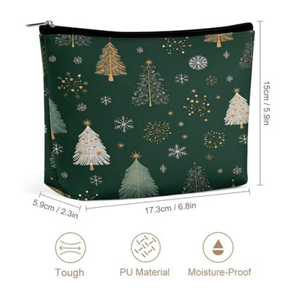 Christmas Tree Snowflake Makeup Bag, Travel Toiletry Organizer, Cosmetic Pouch for Women, Birthday Presents for Mom Girls Women Sisters - color: Christmas Tree Snowflake