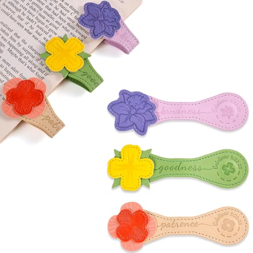 3 PCS Fruit of Spirit Magnetic Leather Bookmarks, Floral Patterns (Patience Kindness Goodness) of Galatians, Bible-Inspired Page Markers, Double-Sided, Gift for Book Lovers, Students, Book Accessories - style: Patience Kindness Goodness