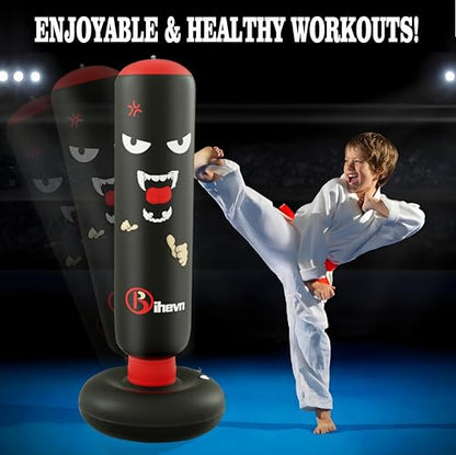 Children's Independent Punching Bag Inflatable Boxing Bag Set with Gloves and air Pump, Designed for 4-12 Years Old, Safe Decompression, The First Choice for Sports Toys, Great Value Gift