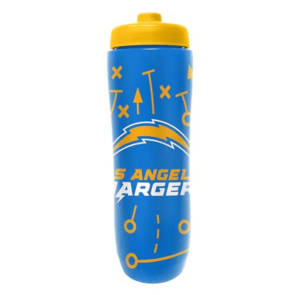 Party Animal NFL Football Squeeze Bottle, 32 oz BPA-Free Sports Water Bottle with Quick Flow for Kids & Adults, LA Chargers - color: Los Angeles Chargers