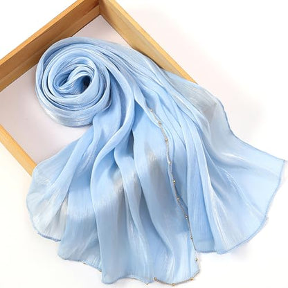 Shimmer Party Hijab, Lightweight Stylish Hijab Scarf for Women - color: Sky Blue