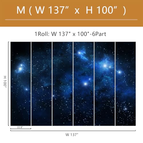 Galaxy Wallpaper Peel and Stick Night Sky Ceiling Self-Adhesive Mural for Living Room Bedroom 137"x100" - color: ZZ-004, size: 137" x 100"