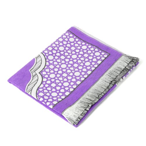 Islamic Prayer Rug Elegant Masjid Pattern Thin Mat Muslim Portable Blanket Ramadan Eid Gift Rug Turkish Prayer Carpet - Purple 1pc - color: 1pc Purplec