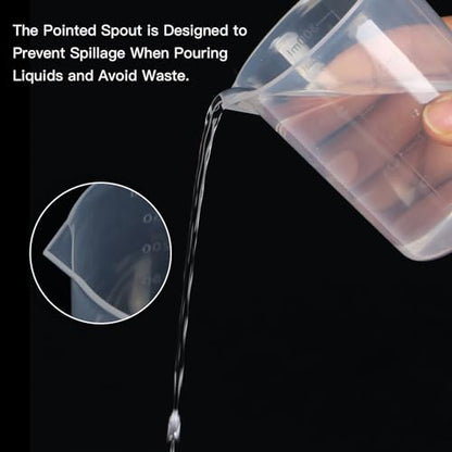 5 Pack Plastic Measuring Jugs, Transparent Lab Graduated Beakers, Heat Resistant Measuring Mixing Cups Set, Multipurpose Cooking Baking Liquid Measure Tool 30ml 50ml 100ml 150ml 300ml