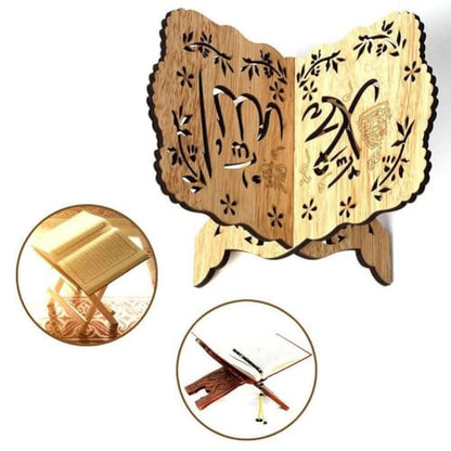 Wooden Quran Holder - Prayer Book Bible Stand, Wooden Quran Stand Desktop Book Stands for Display and Reading, Folding Book Stand Holder Eid Party Reading Supply