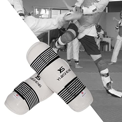 Taekwondo Shin Guards, EVA Protective Sparring Pads with Adjustable Elastic Straps for Kickboxing, MMA, Martial Arts Training, Size M