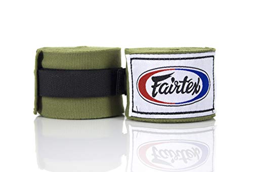 Fairtex HW2 Elastic Cotton Handwraps, 120' and 180" Full Length Hand Wraps-Many Colors - color: Olive Green, size: 120"